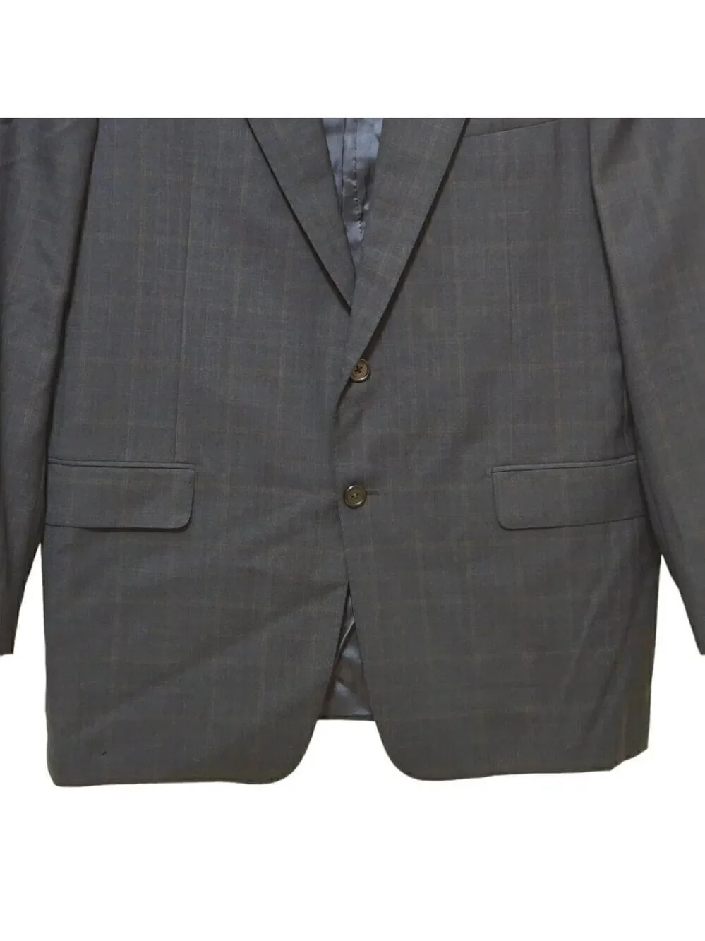 Hickey Freeman Vintage Madison Window Pane Gray Single Breasted Blazer Sz 42R
